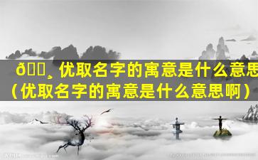 🌸 优取名字的寓意是什么意思（优取名字的寓意是什么意思啊）